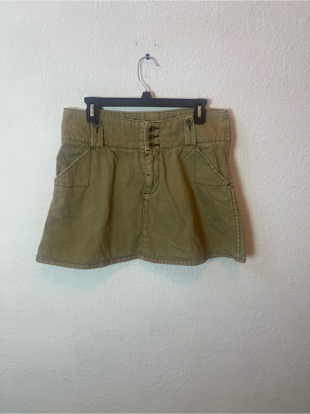 Y2K Vintage free people Khaki utility mini skirt size 8